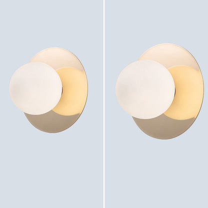 Contemporary Creative Round Glass Iron 1-light Wall Sconce Lamp For Bedroom