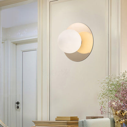 Contemporary Creative Round Glass Iron 1-light Wall Sconce Lamp For Bedroom