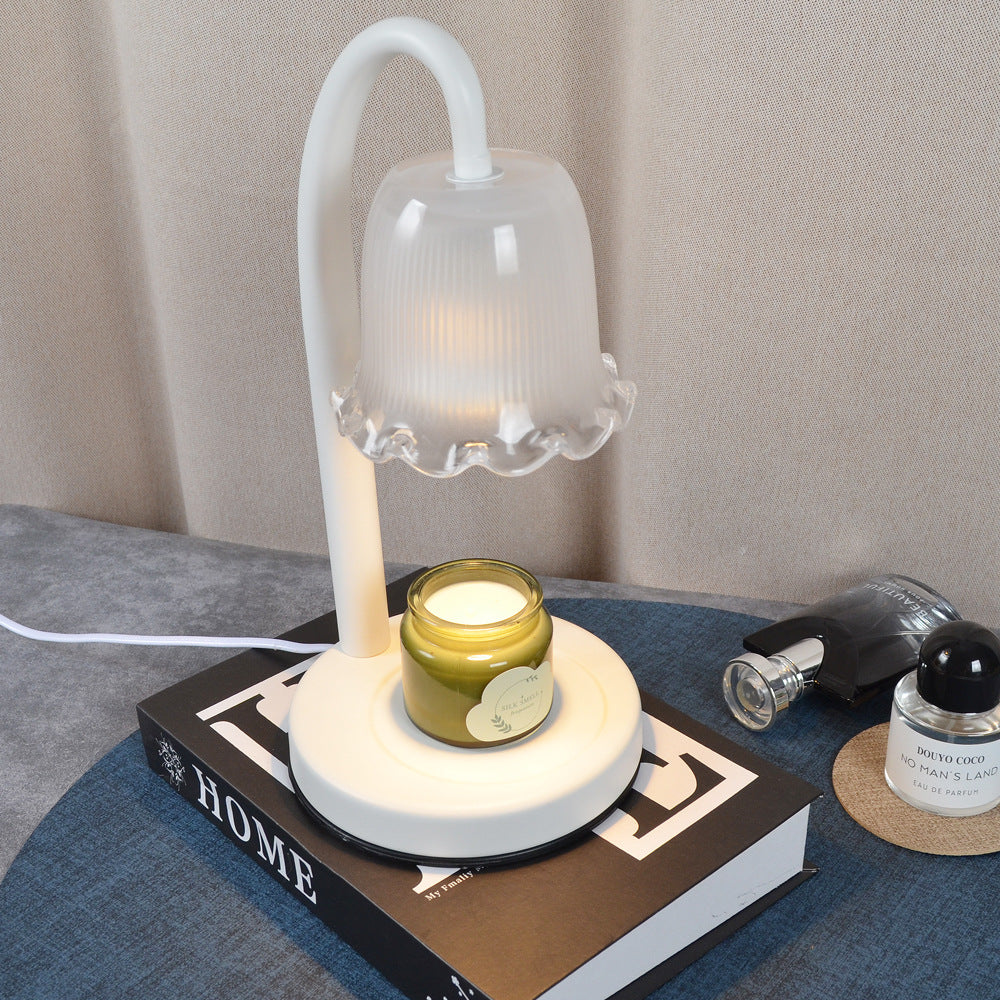 Contemporary Scandinavian Flower-Shaped Iron Glass 1-Light Aroma Melt Wax Table Lamp For Bedroom