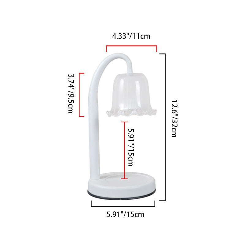 Contemporary Scandinavian Flower-Shaped Iron Glass 1-Light Aroma Melt Wax Table Lamp For Bedroom