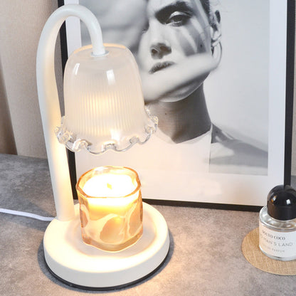 Contemporary Scandinavian Flower-Shaped Iron Glass 1-Light Aroma Melt Wax Table Lamp For Bedroom