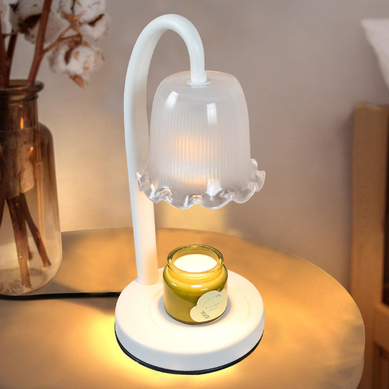 Contemporary Scandinavian Flower-Shaped Iron Glass 1-Light Aroma Melt Wax Table Lamp For Bedroom