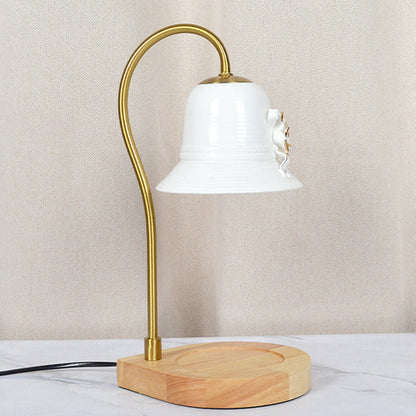 Traditional Vintage Flower-Shaped Teardrop Base Iron 1-Light Aroma Melt Wax Table Lamp For Bedroom