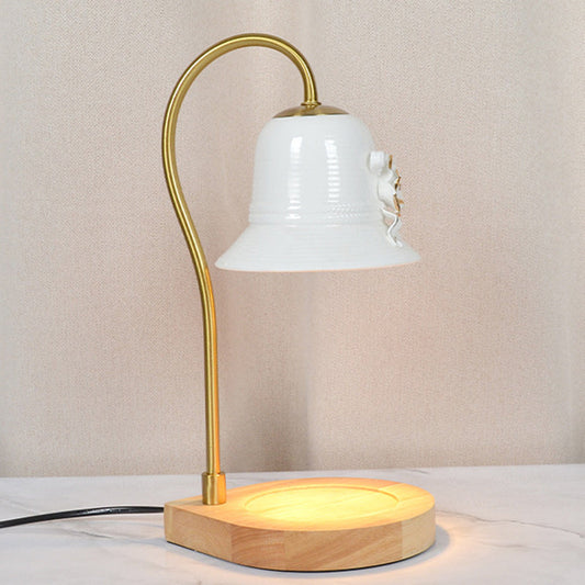 Traditional Vintage Flower-Shaped Teardrop Base Iron 1-Light Aroma Melt Wax Table Lamp For Bedroom