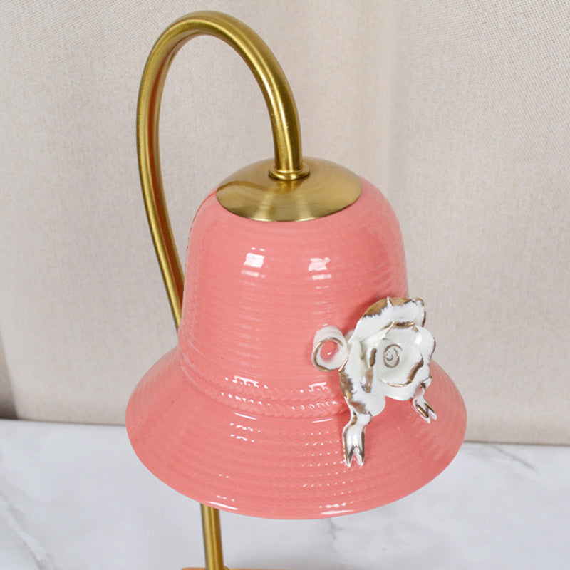 Traditional Vintage Flower-Shaped Teardrop Base Iron 1-Light Aroma Melt Wax Table Lamp For Bedroom