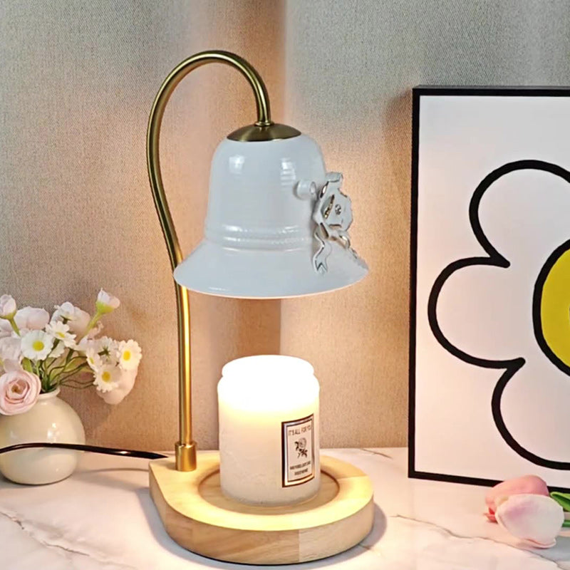 Traditional Vintage Flower-Shaped Teardrop Base Iron 1-Light Aroma Melt Wax Table Lamp For Bedroom