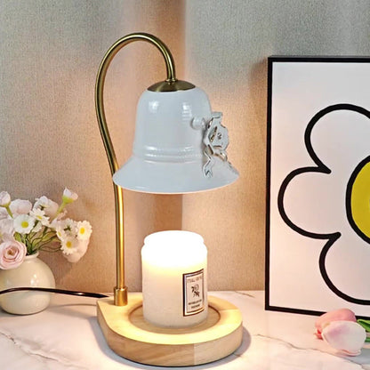 Traditional Vintage Flower-Shaped Teardrop Base Iron 1-Light Aroma Melt Wax Table Lamp For Bedroom