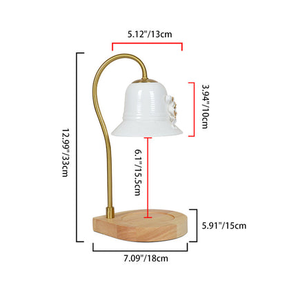 Traditional Vintage Flower-Shaped Teardrop Base Iron 1-Light Aroma Melt Wax Table Lamp For Bedroom