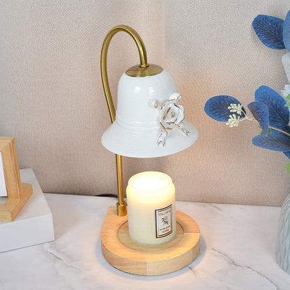 Traditional Vintage Flower-Shaped Teardrop Base Iron 1-Light Aroma Melt Wax Table Lamp For Bedroom