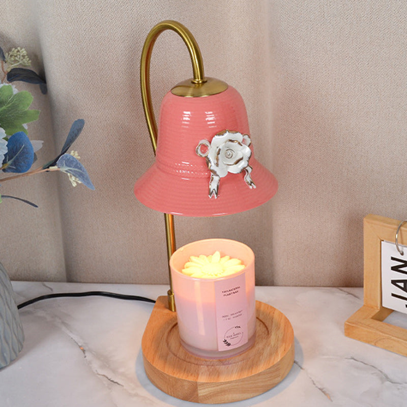Traditional Vintage Flower-Shaped Teardrop Base Iron 1-Light Aroma Melt Wax Table Lamp For Bedroom