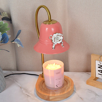 Traditional Vintage Flower-Shaped Teardrop Base Iron 1-Light Aroma Melt Wax Table Lamp For Bedroom