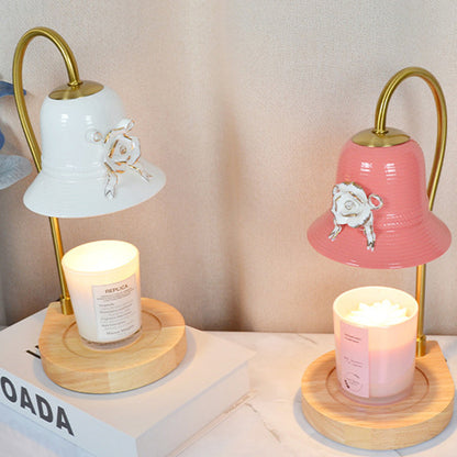 Traditional Vintage Flower-Shaped Teardrop Base Iron 1-Light Aroma Melt Wax Table Lamp For Bedroom