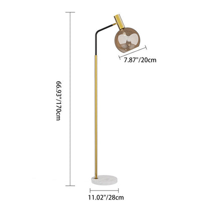Modern Minimalist Round Glass Lampshade Iron 1-Light Standing Floor Lamp For Living Room