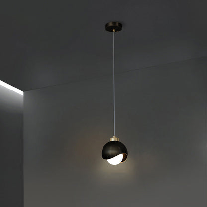 Contemporary Scandinavian Spherical Glass Iron 1-Light Pendant Light For Bedroom