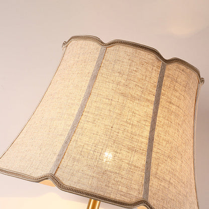 Traditional Chinese Hand-Painted Ceramic Base Copper Fabric 1-Light Table Lamp For Living Room