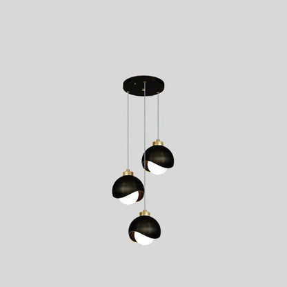 Contemporary Scandinavian Spherical Glass Crystal Iron 3-light Chandelier For Bedroom