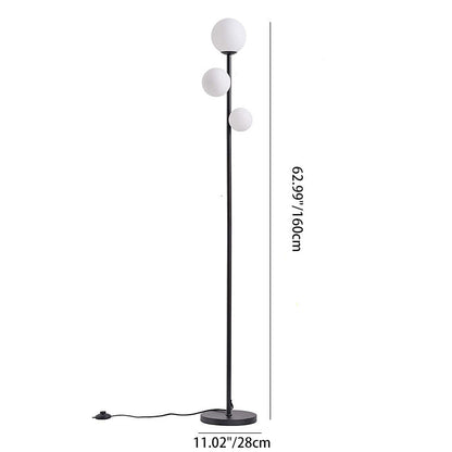 Contemporary Creative Round Ball Acrylic Iron 3-Light Standing Floor Lamp For Bedroom