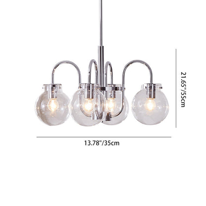 Traditional Vintage Divergent Spherical Glass Iron 4/5 Light Chandelier For Bedroom