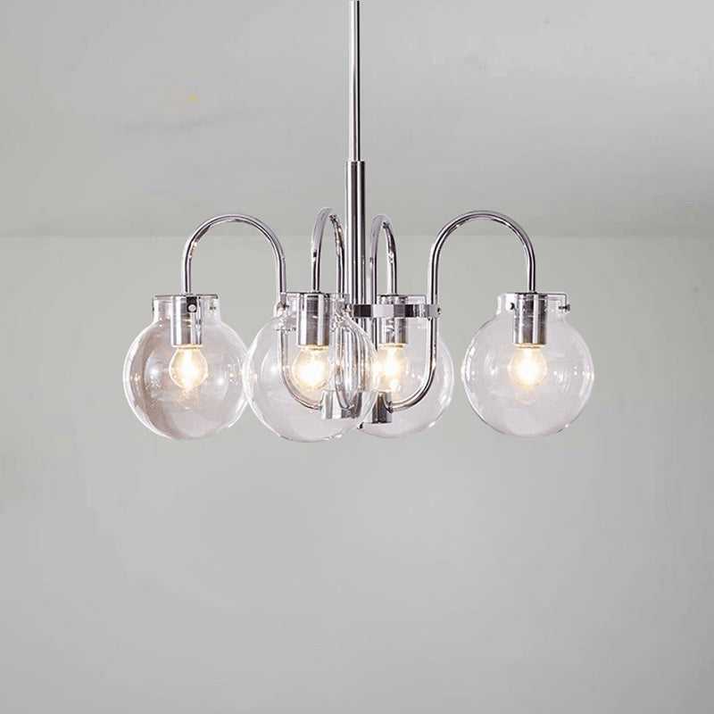 Traditional Vintage Divergent Spherical Glass Iron 4/5 Light Chandelier For Bedroom