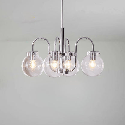 Traditional Vintage Divergent Spherical Glass Iron 4/5 Light Chandelier For Bedroom
