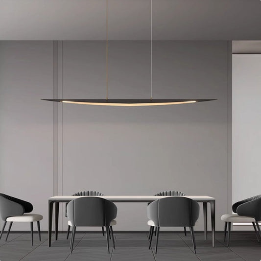 Contemporary Creative Leaf-Shaped All-Copper Acrylic LED Island Light Chandelier For Dining Room