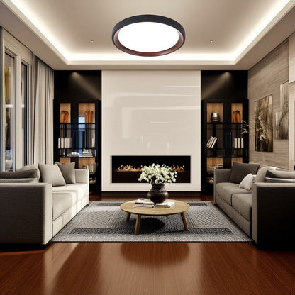 Modern Minimalist Round Cylindrical Iron Acrylic LED Flush Mount Ceiling Light For Bedroom