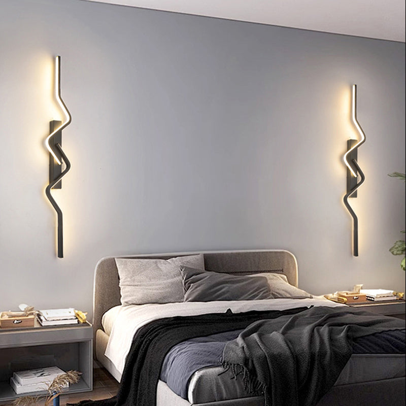 مصباح حائط LED بتصميم عصري بسيط، مصنوع من الألومنيوم والبولي فينيل كلوريد والحديد والسيليكون، لغرفة النوم 