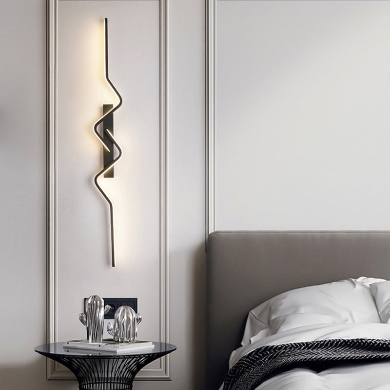 مصباح حائط LED بتصميم عصري بسيط، مصنوع من الألومنيوم والبولي فينيل كلوريد والحديد والسيليكون، لغرفة النوم 