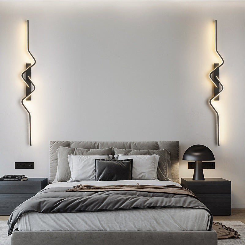 مصباح حائط LED بتصميم عصري بسيط، مصنوع من الألومنيوم والبولي فينيل كلوريد والحديد والسيليكون، لغرفة النوم 