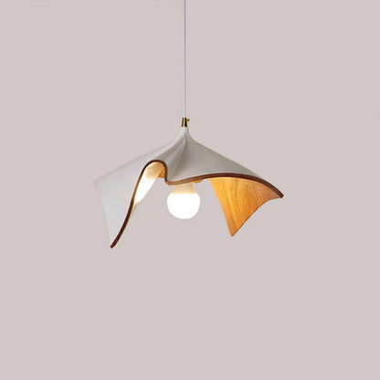 Contemporary Creative Lotus Leaf Shaped Resin Iron 1-Light Pendant Light For Dining Room