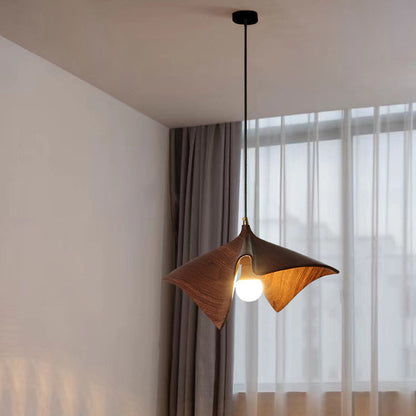 Contemporary Creative Lotus Leaf Shaped Resin Iron 1-Light Pendant Light For Dining Room