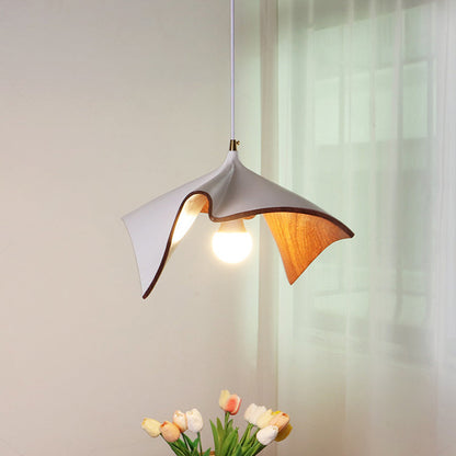 Contemporary Creative Lotus Leaf Shaped Resin Iron 1-Light Pendant Light For Dining Room