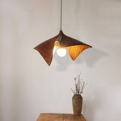 Contemporary Creative Lotus Leaf Shaped Resin Iron 1-Light Pendant Light For Dining Room