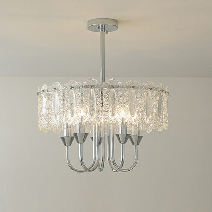 Contemporary Luxury Cylindrical Iron Glass 4/5/6/8 Light Chandelier For Living Room