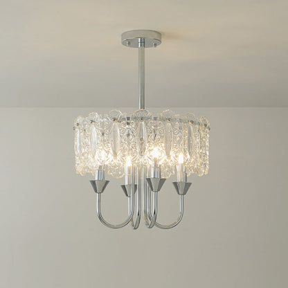 Contemporary Luxury Cylindrical Iron Glass 4/5/6/8 Light Chandelier For Living Room