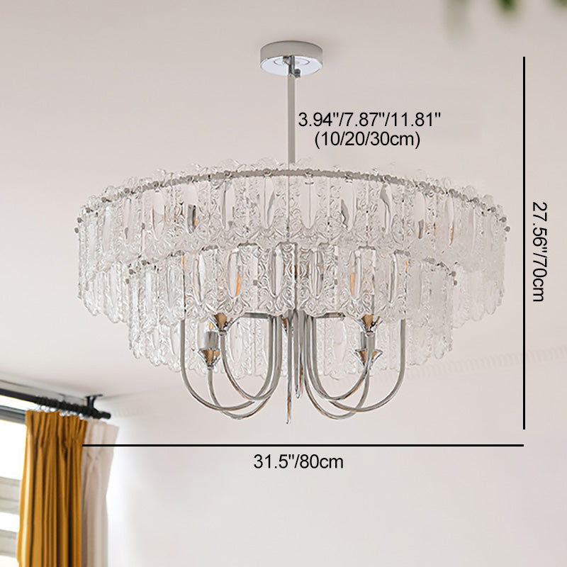 Contemporary Luxury Cylindrical Iron Glass 4/5/6/8 Light Chandelier For Living Room