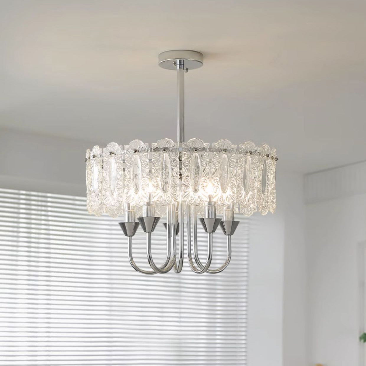 Contemporary Luxury Cylindrical Iron Glass 4/5/6/8 Light Chandelier For Living Room