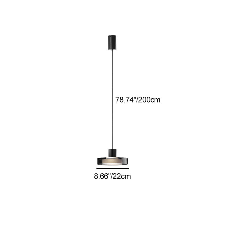Modern Minimalist Cylindrical Iron Glass LED Pendant Light For Bedroom
