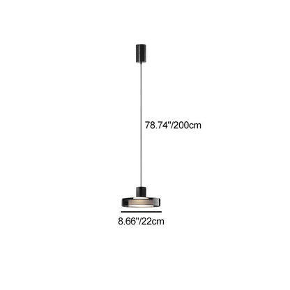 Modern Minimalist Cylindrical Iron Glass LED Pendant Light For Bedroom