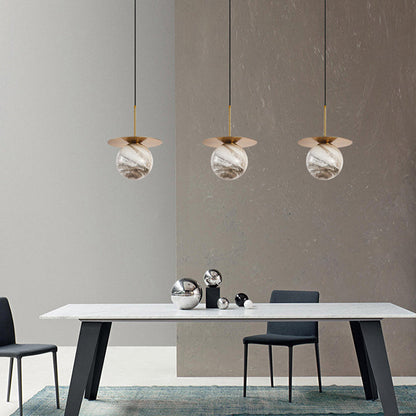 Modern Minimalist Spherical Round Iron Glass 1-Light Pendant Light For Bedroom