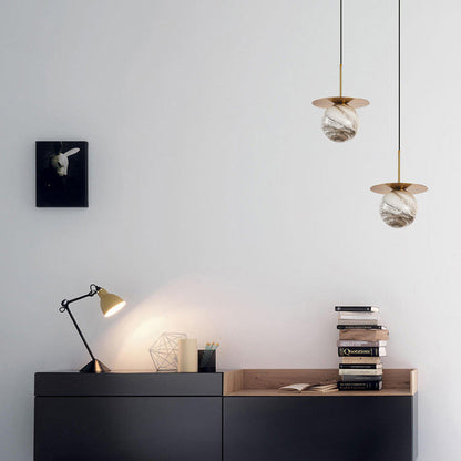 Modern Minimalist Spherical Round Iron Glass 1-Light Pendant Light For Bedroom
