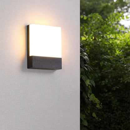 Modern Minimalist Outdoor Waterproof Rectangular Iron Acrylic LED Wall Scone Lamp For Garden