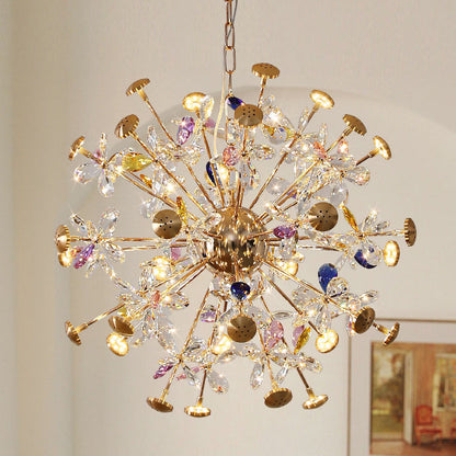 Contemporary Luxury Spherical Dandelion-shaped Iron Crystal  LED Chandelier For Living Room