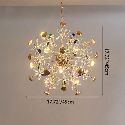 Contemporary Luxury Spherical Dandelion-shaped Iron Crystal  LED Chandelier For Living Room