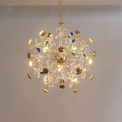 Contemporary Luxury Spherical Dandelion-shaped Iron Crystal  LED Chandelier For Living Room