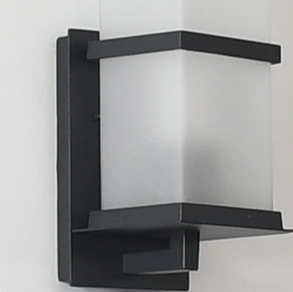 Traditional Japanese Waterproof Outdoor Rectangle Iron Acrylic 1-Light Wall Scone Lamp For Garden