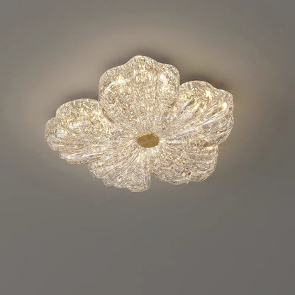 Contemporary Luxury Flower-Shaped Iron Resin LED Flush Mount Ceiling Light For Bedroom