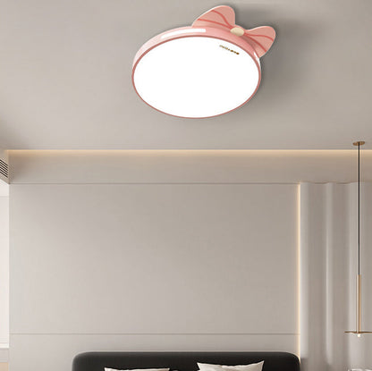 Modern Minimalist Spherical Round Bow Tie Kid Iron Acrylic LED Flush Mount Ceiling Light For Bedroom