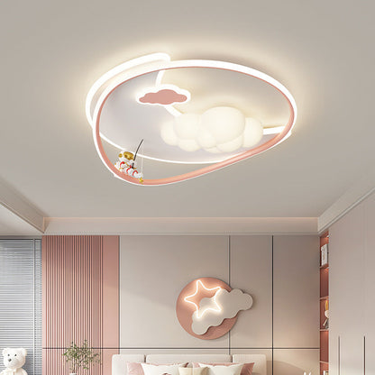 Modern Minimalist Round Star Pattern Aluminum Iron Acrylic LED Flush Mount Ceiling Light For Bedroom