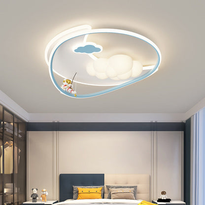 Modern Minimalist Round Star Pattern Aluminum Iron Acrylic LED Flush Mount Ceiling Light For Bedroom